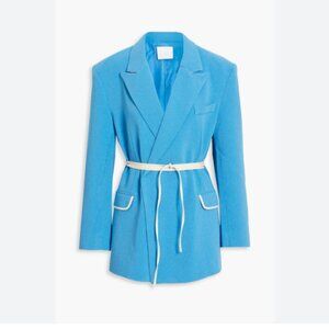 PARIS GEORGIA Max leather-trimmed crepe blazer - Size M